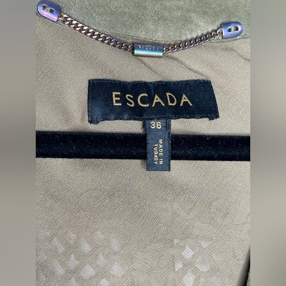 Escada Women's 100% Leather Blazer - Green Cactus - Size 36 - Picture 7 of 8